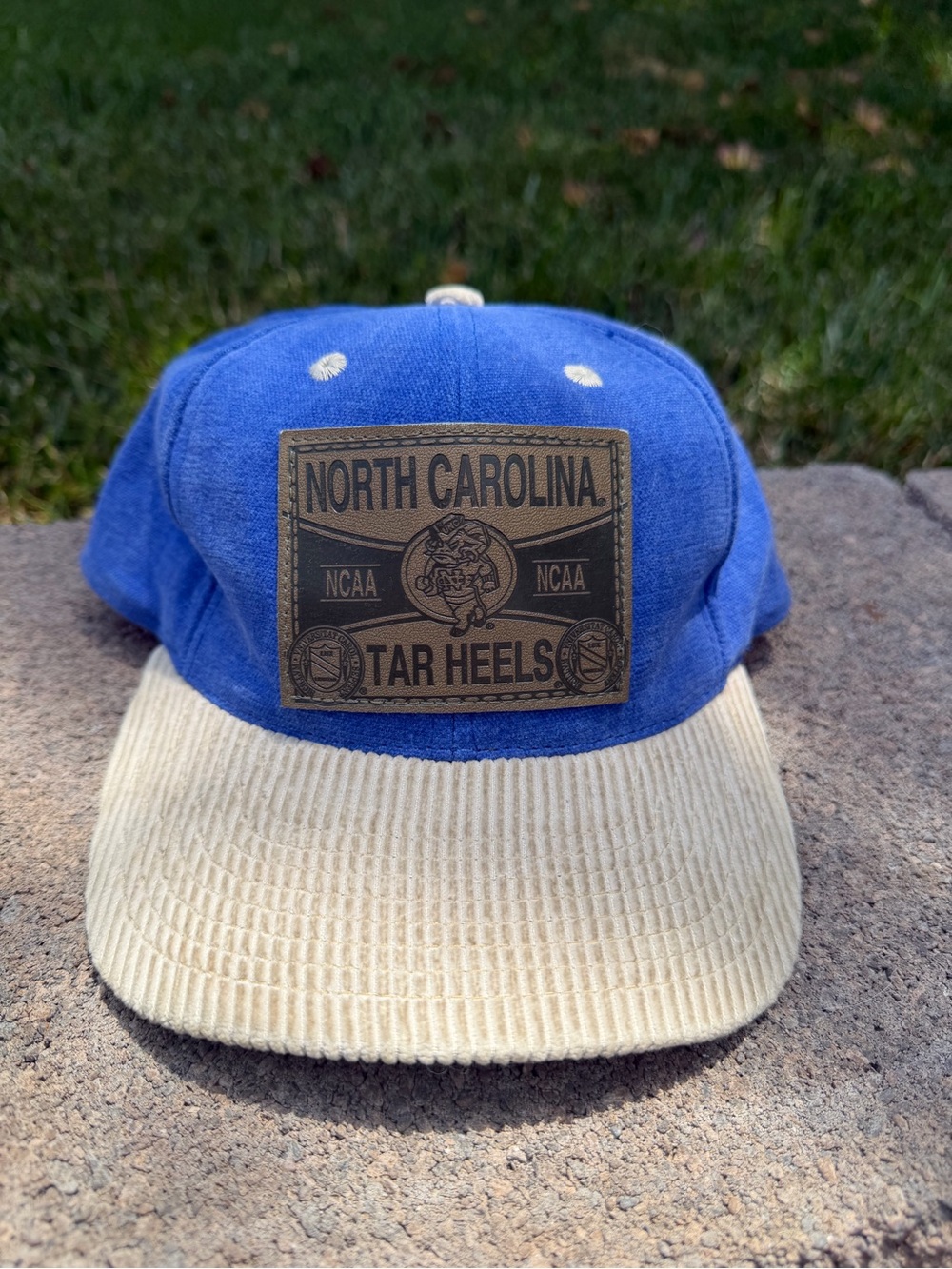 VTG North Carolina Tarheels Blue Corduroy Snapback Hat UNC